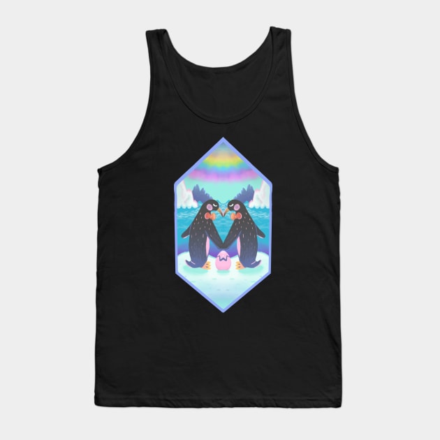 Gay LGBT+ Pride Penguin Family Tank Top by narwhalwall